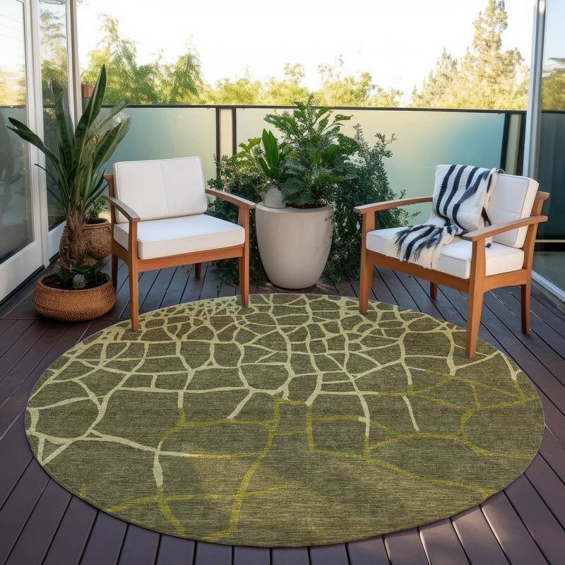 Machine Washable Indoor/ Outdoor Abstract Webby Chantille Rug
