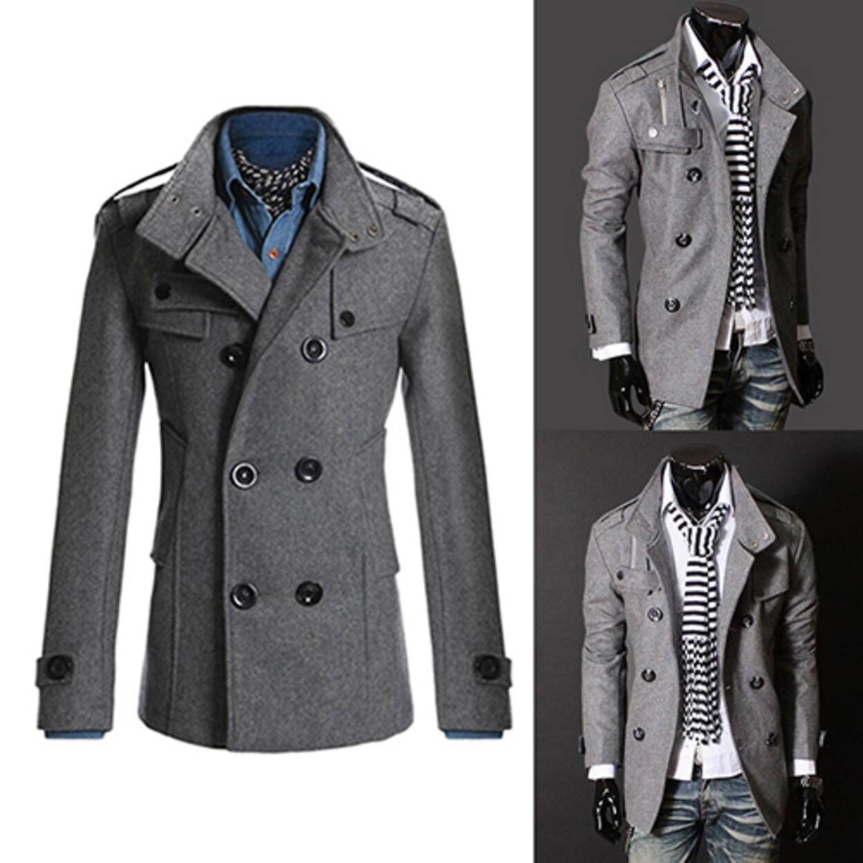 Shop Fashion Men Double Breasted Winter Slim Warm Jacket Stylish