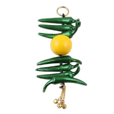 Novica Handmade Nimbu Mirchi Aluminum Wall Art