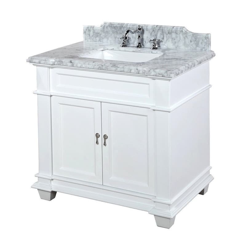 KitchenBathCollection Elizabeth 36" Bathroom Vanity with Carrara Marble Top