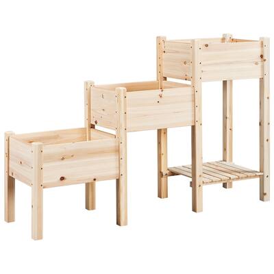 Yaheetech 3-tier Elevated Planting Box with Legs Wooden Raised Garden Bed with Shelf, Wood