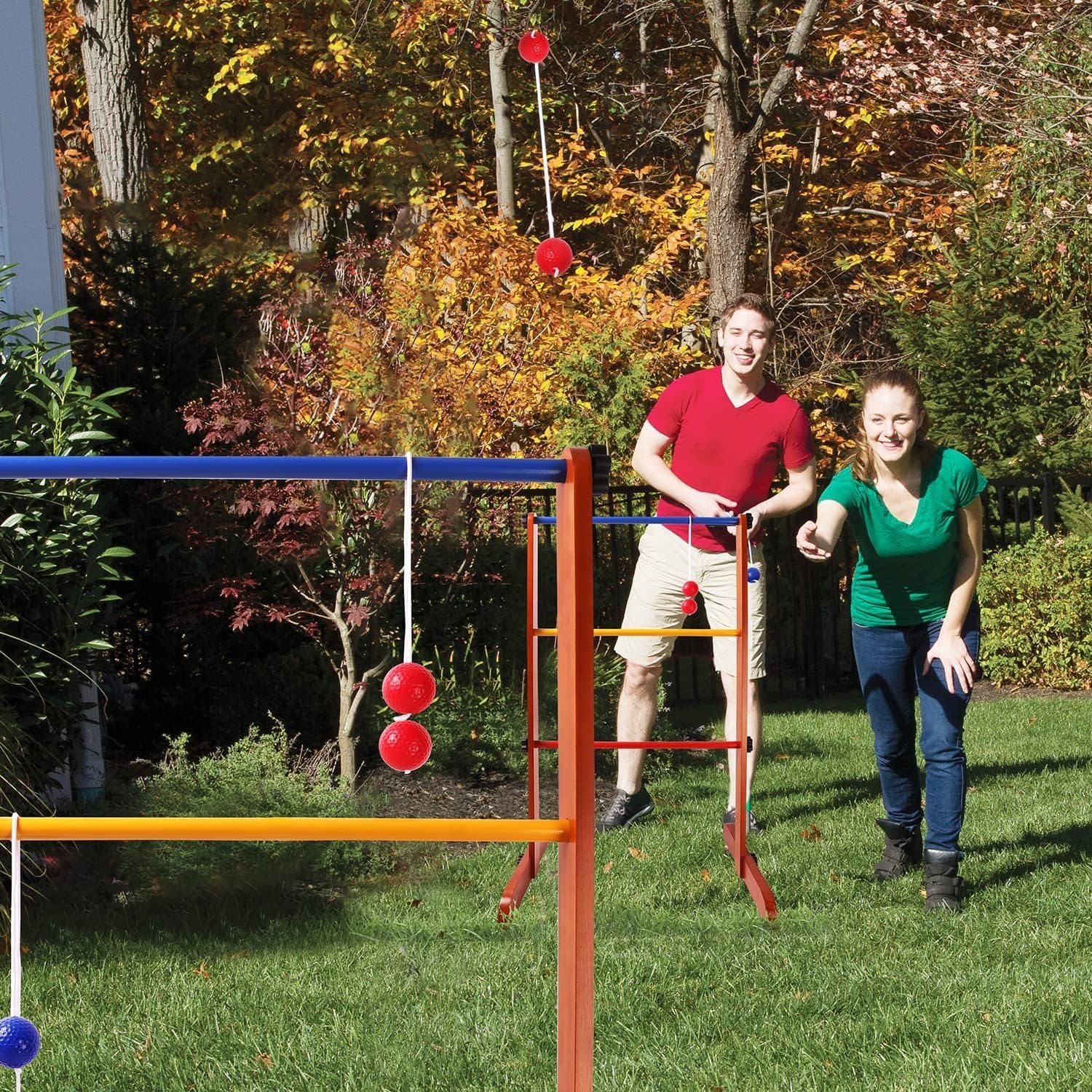 Corn Hole Game Outdoor DORTALA Upgraded Ladder Ball Toss Game Set, Indoor Outdoor Ladder Ball Toss Game Set With 6 PE Bolas & Carrying Bag, Built-in Score Tracker, Fun Game Camping Games - Foto 9