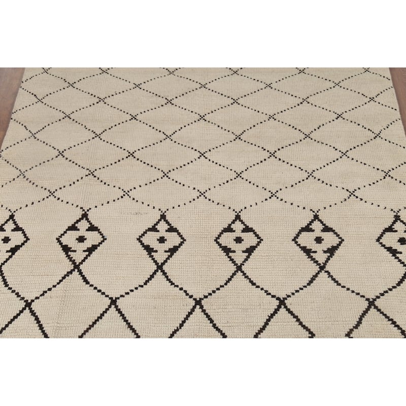 Trellis Moroccan Oriental Area Rug Handmade Modern Wool Carpet - 5'10"x 9'8"