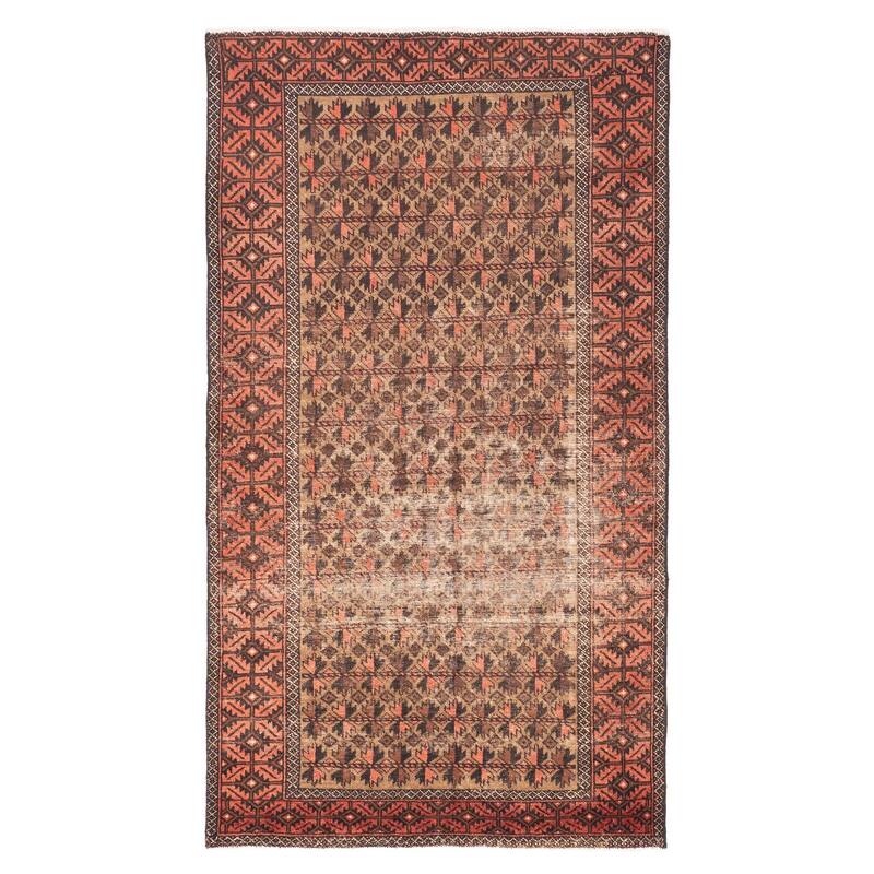 ECARPETGALLERY Hand-knotted Baluch Light Brown Wool Rug - 3'11 x 7'3