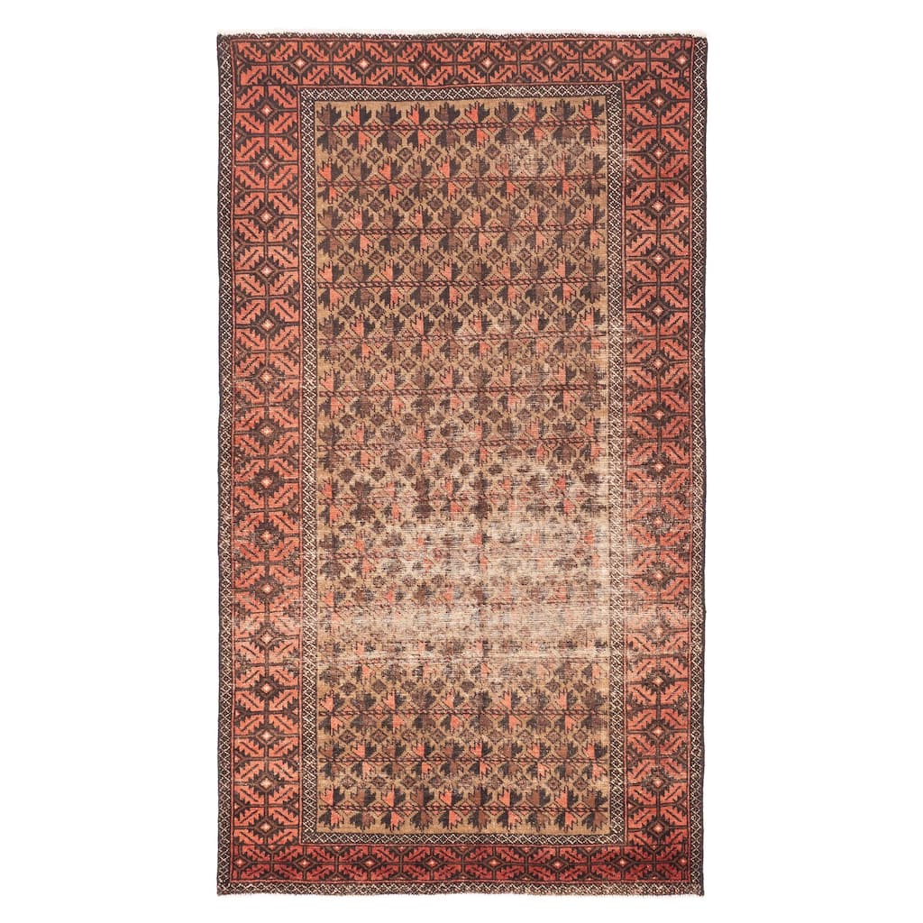 ECARPETGALLERY Hand-knotted Baluch Light Brown Wool Rug - 3'11 x 7'3