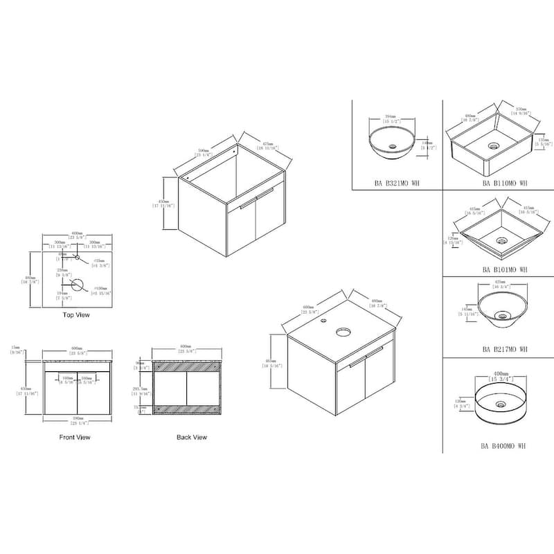 Malwee 24"/30" Floating Bathroom Vanity, Wall Mounted Bathroom Vanity with Ceramic Sink,Soft Close Doors
