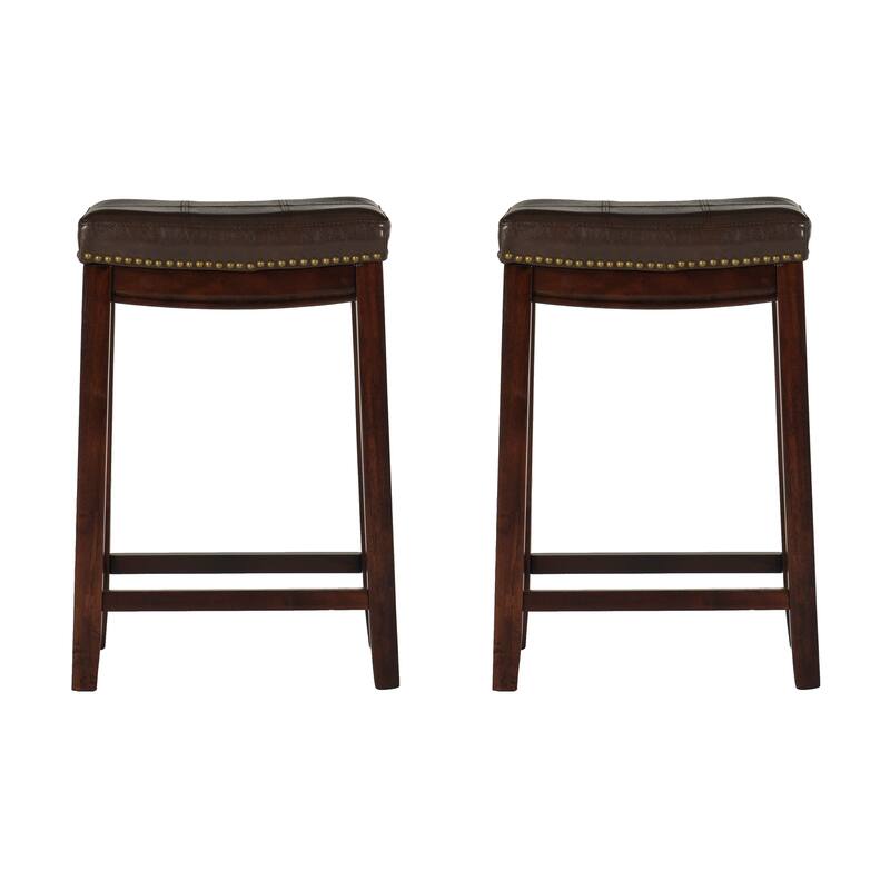 Linon Willamette Faux Leather Bar Stool (Set of 2) - Counter Height