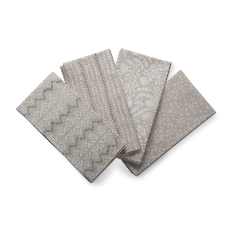 Oasis Block Print Cotton Napkin Set Of 4 - 20 x 20