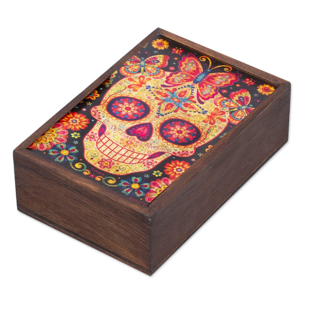 Novica Handmade Skull Of The Beloved Decoupage Wood Box