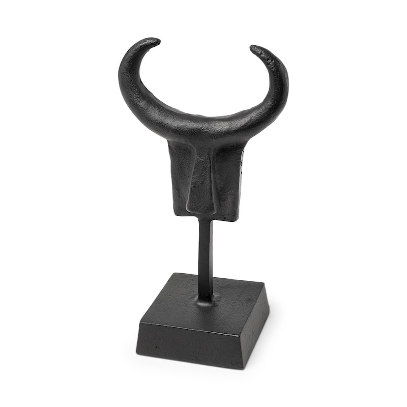 Caleb 4L x 5W Black Metal Tribal Figurine - 3.5L x 5.0W x 9.0H - 3.5L x 5.0W x 9.0H - Black