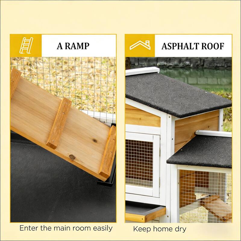 Small Animal Hutch Cage,Pet House,Wooden Rabbit Hutch is designed for convenient cleaning - Black,White,Yellow