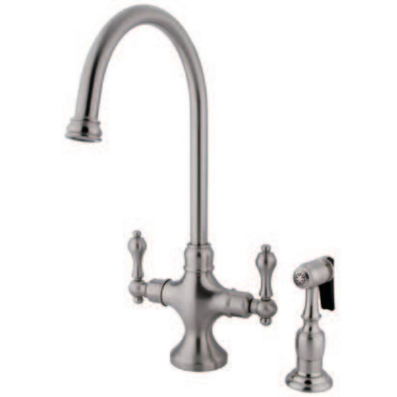 Vintage Two-Handle Kitchen Faucet with Brass Sprayer