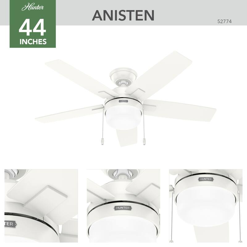 Hunter Anisten Ceiling Fan with LED Light Kit and Pull Chain - Casual Modern Contemporary - ENERGY STAR