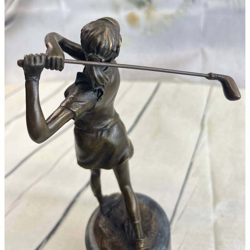 Signature Milo Statuary Bronze Statue Of Girl Golfer ~ New Hand Made Sculpture