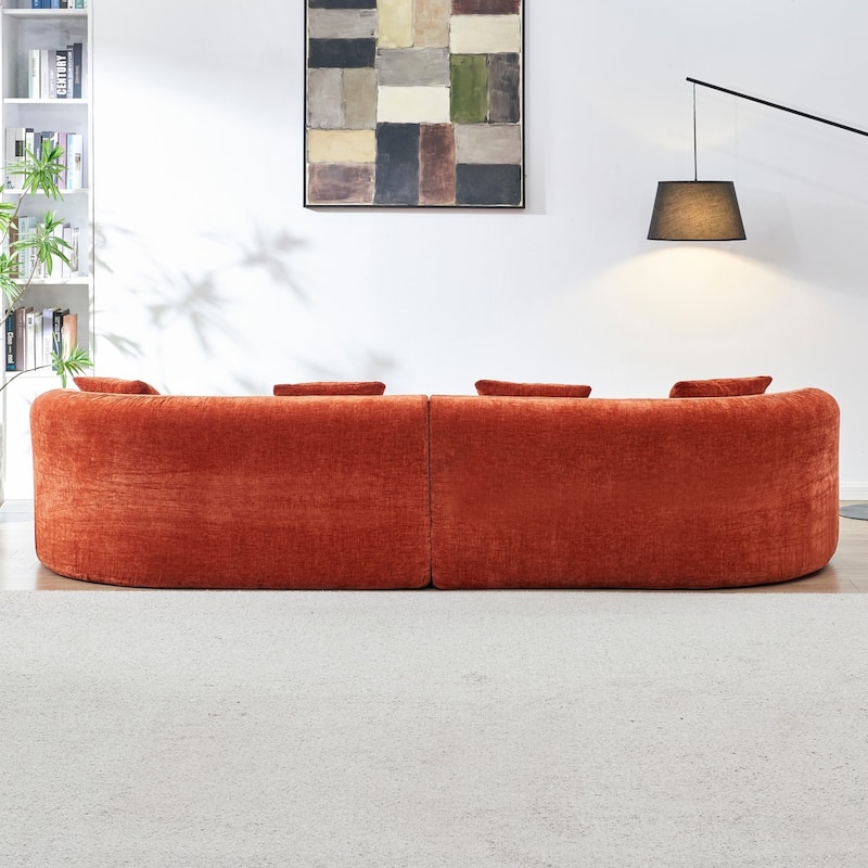111.02" Curved Chenille Sectional Sofa, No Assembly Required