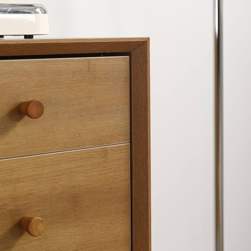 An antique buffet in oak color