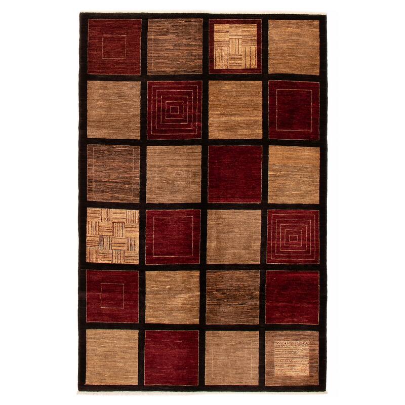 ECARPETGALLERY Hand-knotted Finest Peshawar Ziegler Red Wool Rug - 6'0 x 9'0 - Dark Red - 6'0 x 9'0