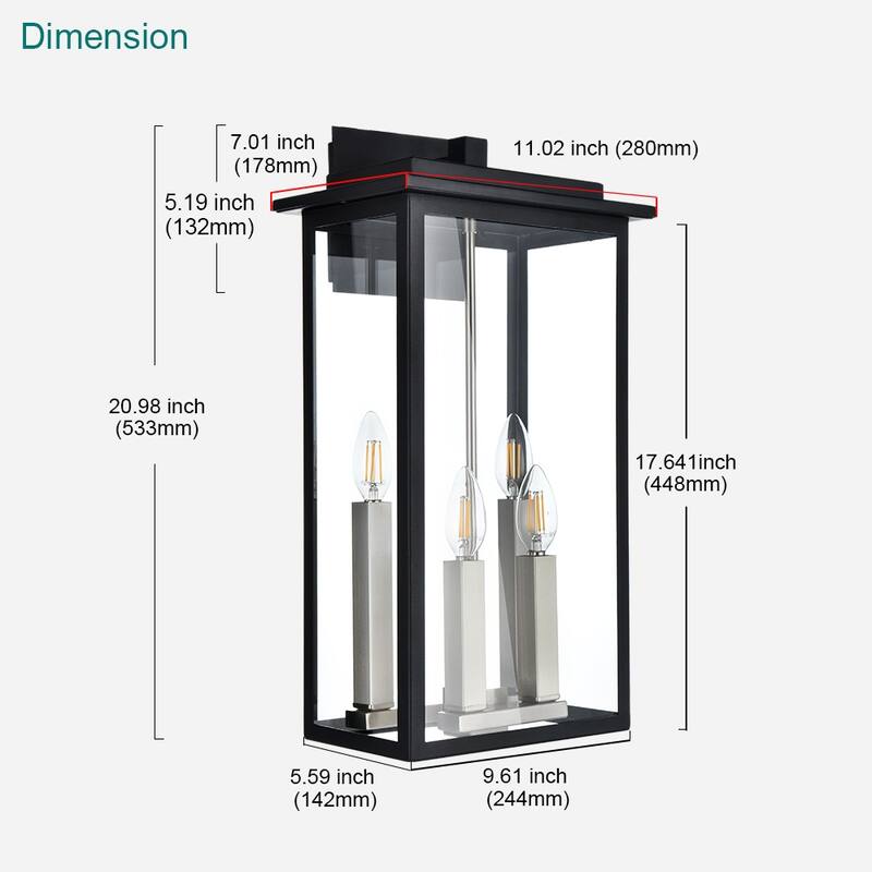 Outdoor Light Fixutre Farmhouse Wall Lantern Sconce with Clear Glass