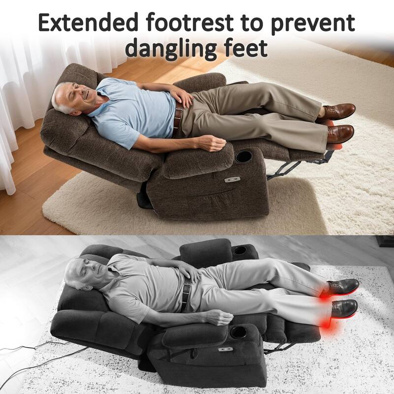 MCombo Power Lift Recliner Chair with Extended Footrest for Elderly People, Fabric