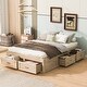 preview thumbnail 1 of 52, Full/Queen Size Platform Bed with 6 Storage Drawers, Wooden Bedframe, Storage Bed, Headboard Not Include, for Kids/Teens/Adults Antique Natural - Full