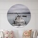 preview thumbnail 1 of 8, Designart 'Pier and Boats at Seashore' Oversized Coastal Wall CLock