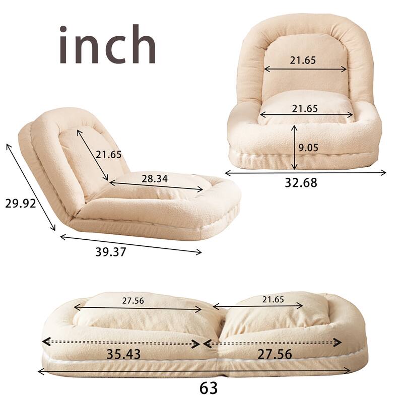 Multifunctional Sofa Bed with 18 Adjustable Positions for Comfort - Beige
