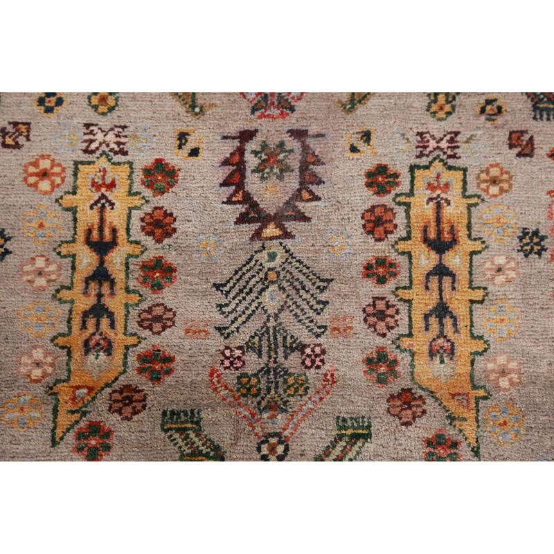 Hand Knotted Oriental 100% Wool Carpet Traditional Geometric Beige & Ivories Kazak Area Rug - 5' 8'' X 4' 0''