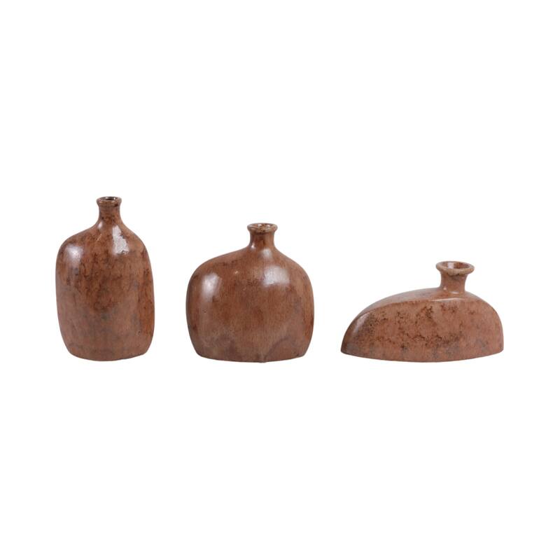 Stoneware Decorative Vases Sleek Sculptural Design Modern (Set of 3)