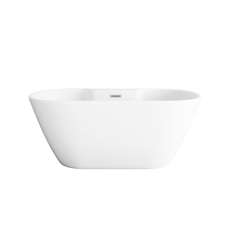 Nicolette Bathtub in Glossy White - Glossy White with Brushed Nickel Trim - 59"