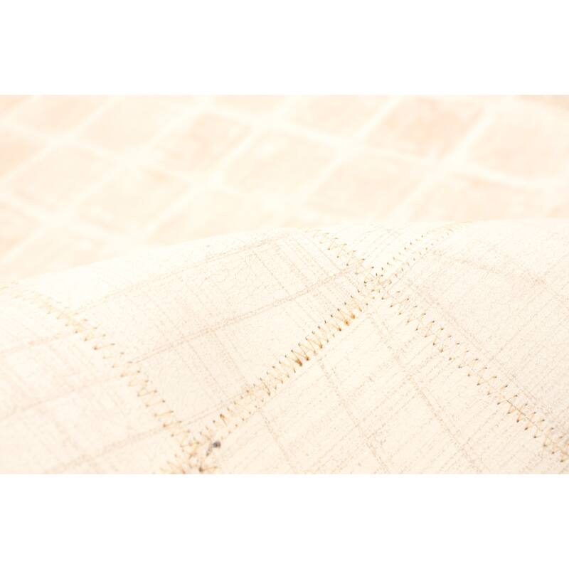 ECARPETGALLERY Handmade Cowhide Patchwork Ivory Leather Rug - 5'0 x 8'0