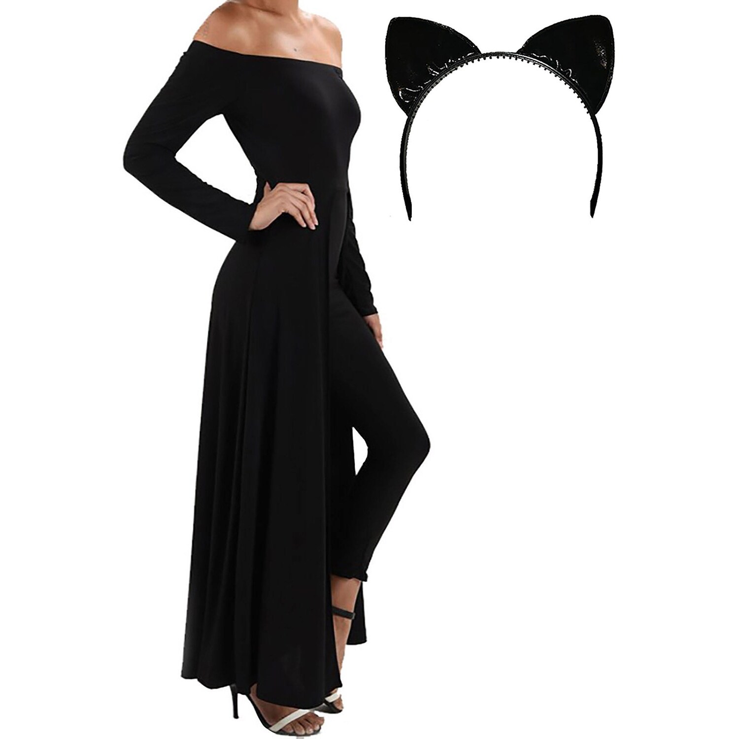 Shop Funfash Plus Size Halloween Costume Black Cape Cat Ears Pants