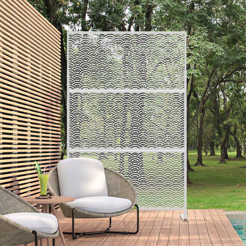 Metal Privacy Screen Wall Decoration Free Standing-6.3 ft. H X 4 ft. W