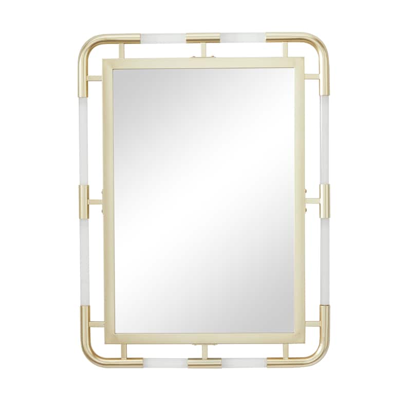 Metal Wall Mirror with Acrylic Details - Gold - CosmoLiving by Cosmopolitan - 1"W x 24"L x 32"H