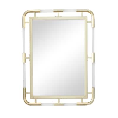 Metal Wall Mirror with Acrylic Details - Gold - CosmoLiving by Cosmopolitan - 1"W x 24"L x 32"H