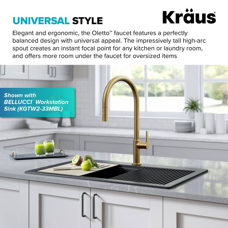 Kraus Oletto 1.8 GPM High Arc Single Handle Pull Down Kitchen Faucet