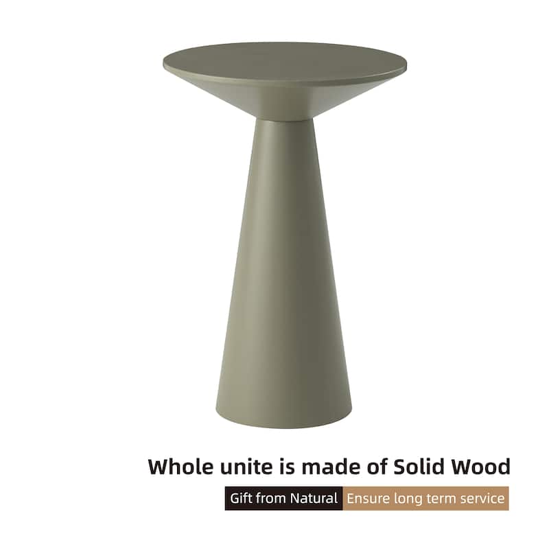 COZAYH Farmhouse Pedestal End Table, Round Martini Table Wood Plant Stand Rustic Small Drink Table for Living Room, Bedroom