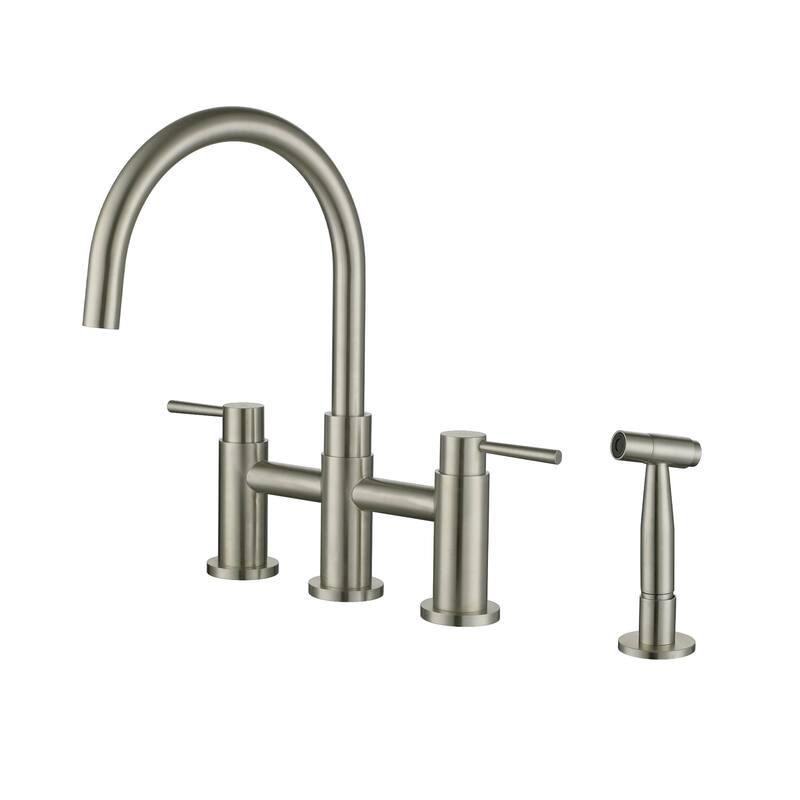 Double Handle Bridge Kitchen Faucet with Side Sprayer