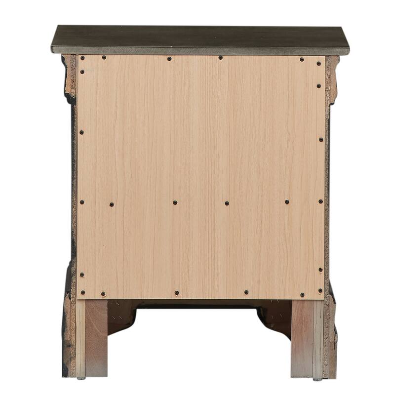 Grey Nightstand 24x22x16 with One Drawer, Compact Bedside Table for Storage and Modern Stylish Bedroom Accent Furniture