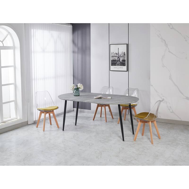 Modern Extensible Oval Dining Table, Kitchen Table with MDF Top & Metal legs, Multi-functional Office Dining Table