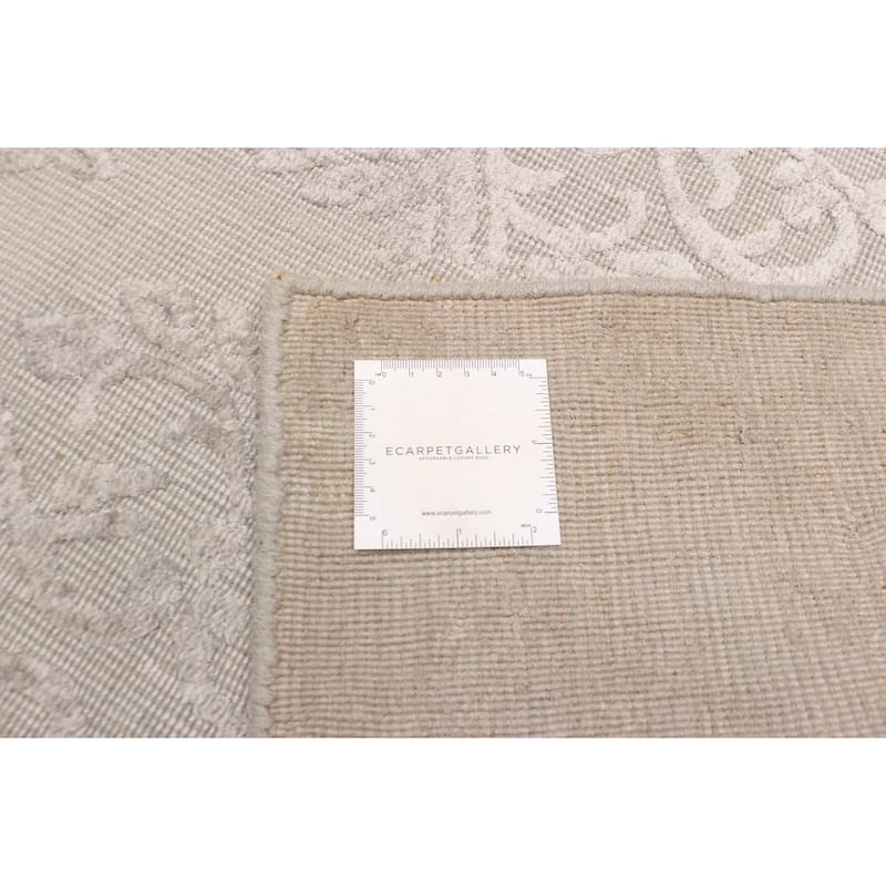 ECARPETGALLERY Hand Loomed Elysian Light Grey Viscose, Wool Rug - 5'0 x 8'0