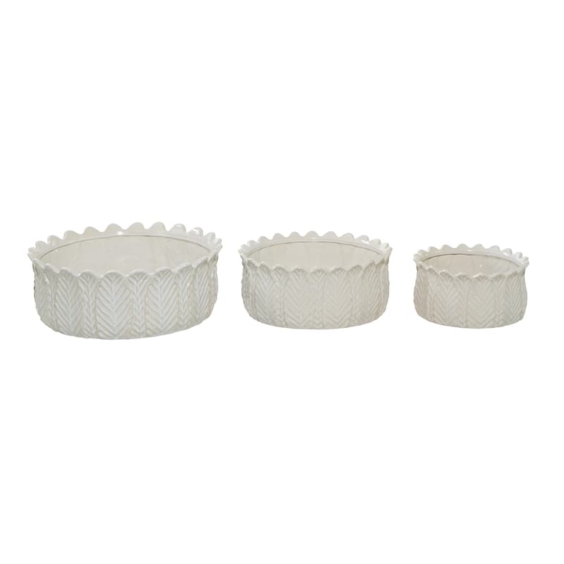 Ceramic Indoor Outdoor Planter - Set of 3 White - Roche River Decor