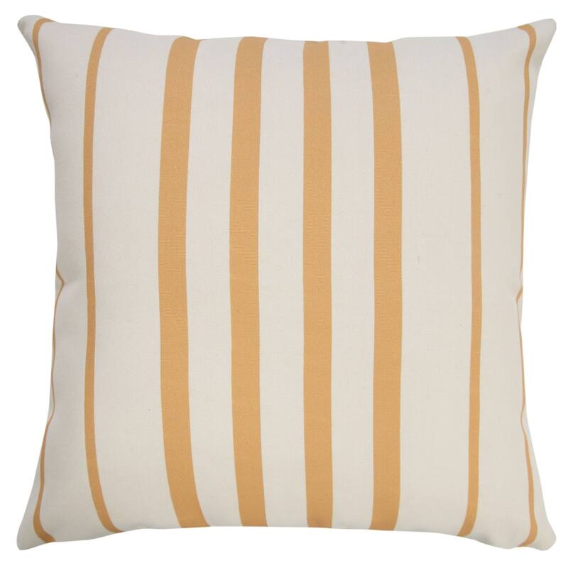 20" Yellow and White Striped Pattern Outdoor Square Throw Pillow