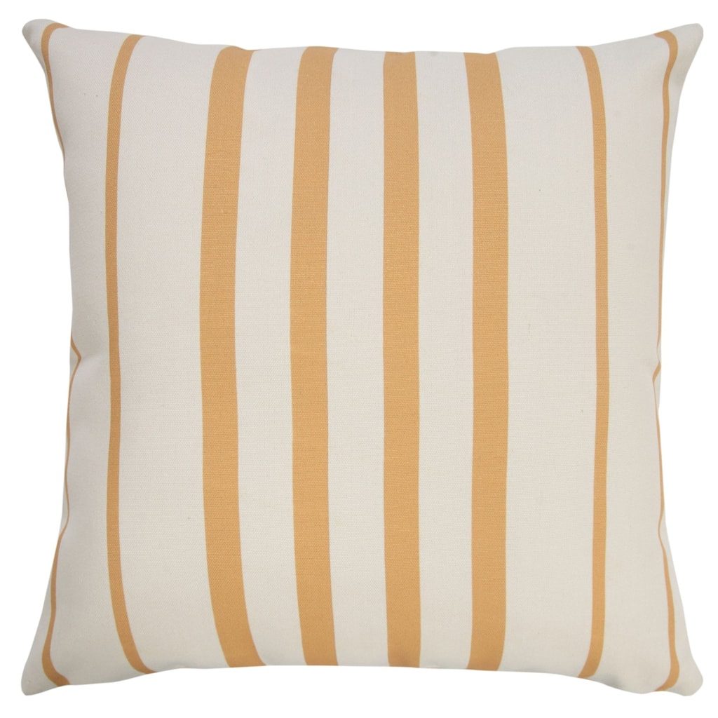 20" Yellow and White Striped Pattern Outdoor Square Throw Pillow
