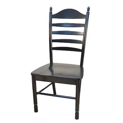 Black Solid Wood Ladder Back Side Chair with Distressed Finish and 250 lb. Capacity - 17"D x 20.25” W x 42"H