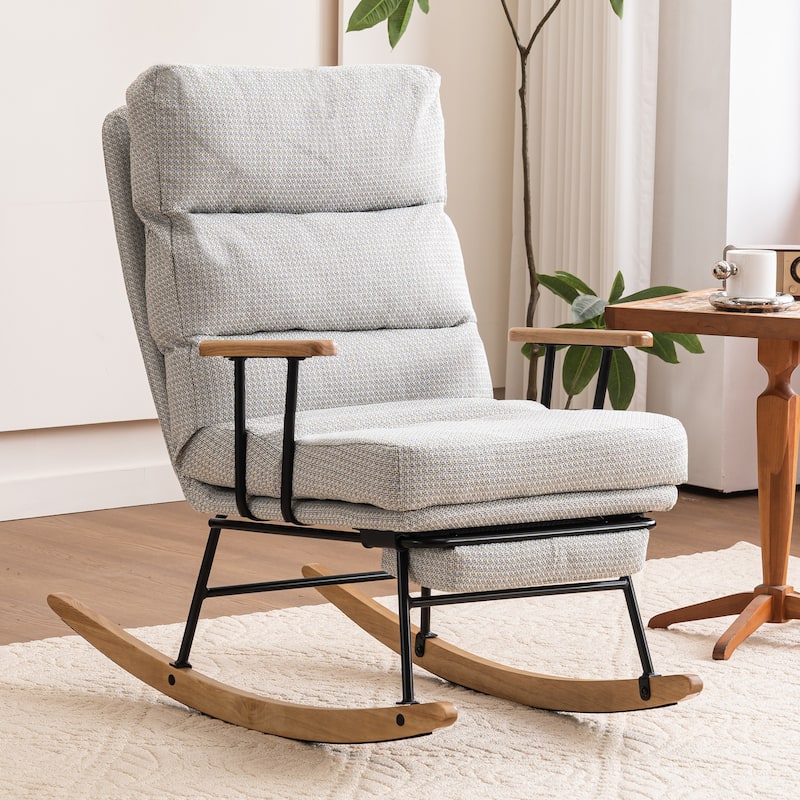 Gliding Rocking Chair with High Back - Grey