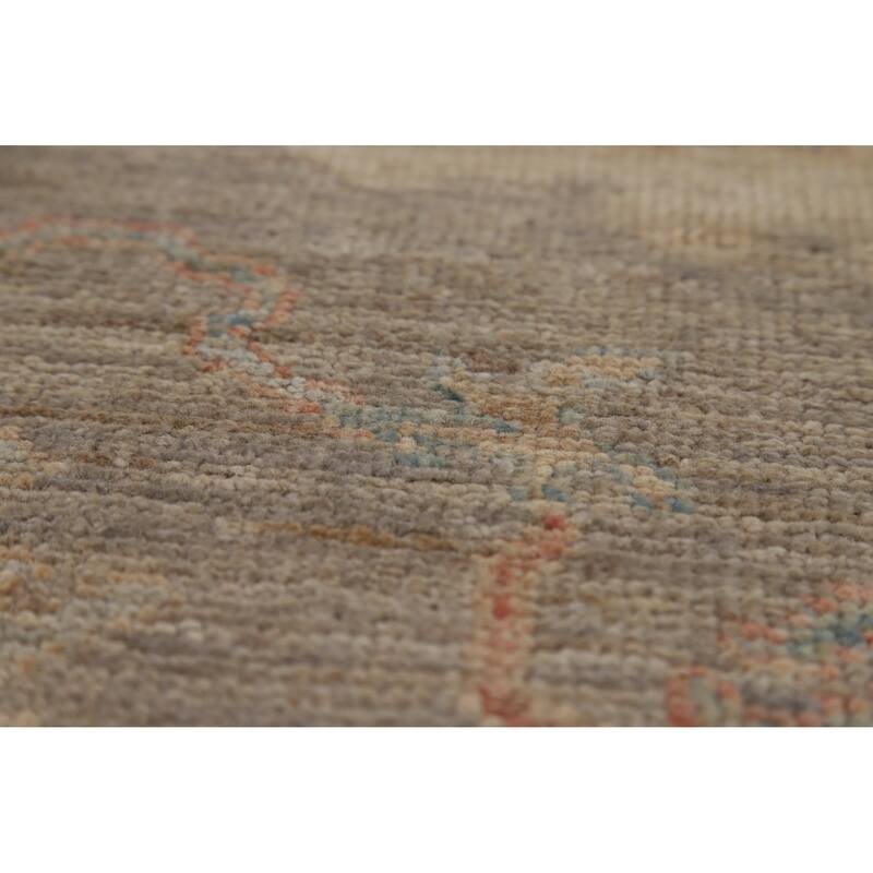 Hand Knotted Oriental 100% Wool Carpet Transitional All-Over Greys & Charcoal Oushak Area Rug - 9' 11'' X 7' 10''