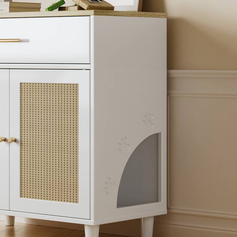 White Storage Cabinet Wooden Pet House Sideboard Cabinet