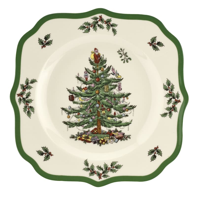 Spode Christmas Tree Scalloped Salad Plate - 9" D - 9" D