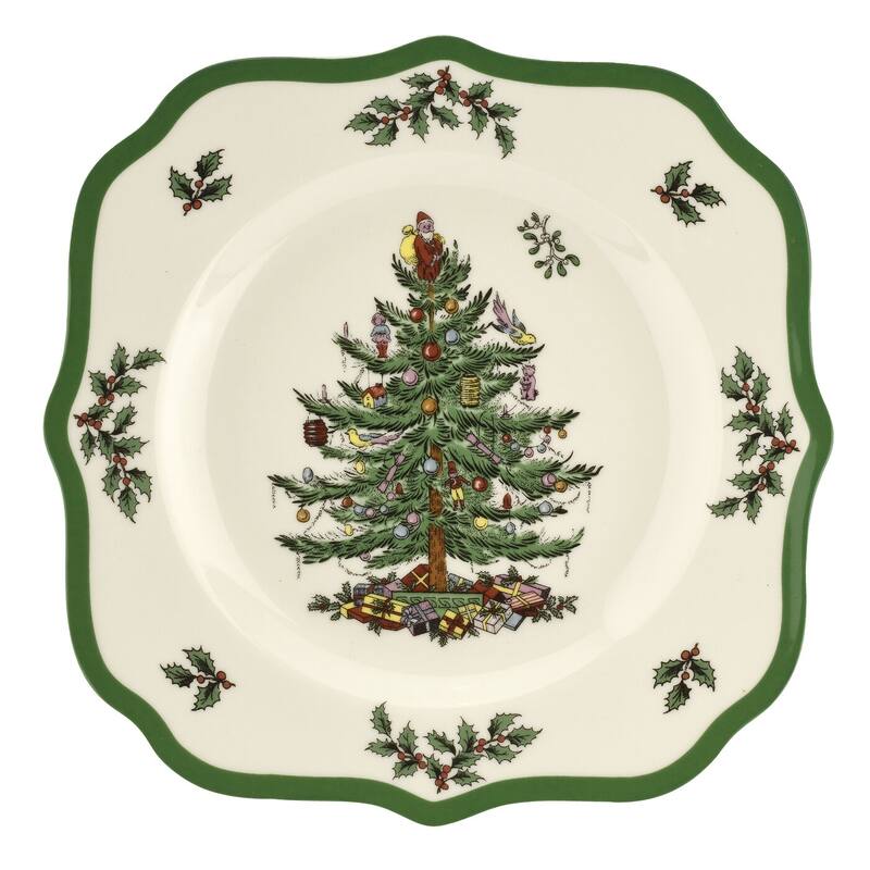 Spode Christmas Tree Scalloped Set of 4 Salad Plates
