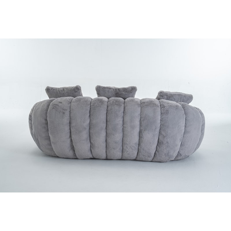 GDFStudio - Floral-Shaped 75.49" Faux Fur Loveseat Sofa with High-Density Foam